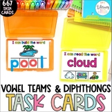 Vowel Teams & Diphthongs Task Card Centers | Phonics Activ