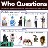 Who Questions Cards Real Pictures Autism Worksheets  Wh Qu