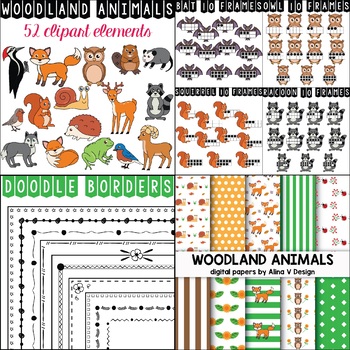 Preview of Woodland Animals Clipart Bundle