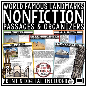 Preview of Famous World Landmarks Nonfiction Reading Comprehension Passages and Questions