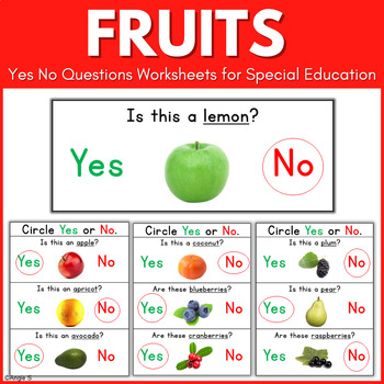 fruits and berries yes no questions worksheets for speech therapy and autism