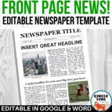 EDITABLE Newspaper Front Page Template, Google Docs & Micr