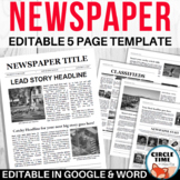 Newspaper Template Google Worksheets Teaching Resources Tpt