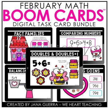 Preview of February Math Boom Cards™ | 1st Grade Bundle