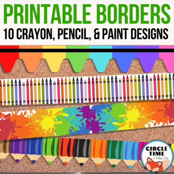 Preview of Printable Bulletin Board Borders, Primary and Art Decor, Classroom Display