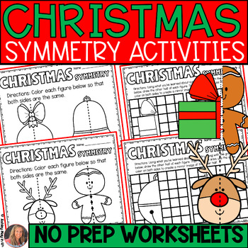 Preview of Christmas Math Activities Symmetry Differentiated | Holiday Math Activities