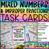 Converting Mixed Numbers to Improper Fractions Task Cards