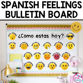 Preview of Spanish Emotions and Feelings Las Emociones Check in & Bulletin Board Word Wall