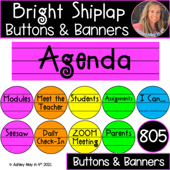 Preview of Canvas and Schoology LMS Buttons Banners BUNDLE Bright Shiplap
