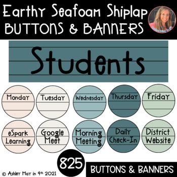 Preview of Canvas Schoology Buttons Banners BUNDLE Earthy Seafoam Shiplap