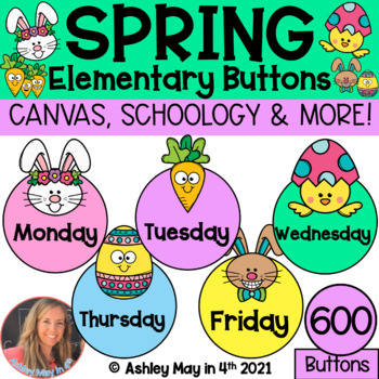 Preview of Spring Easter Canvas and Schoology LMS Elementary Buttons