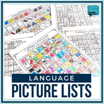 Preview of No Prep Language Picture Lists