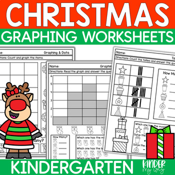 Preview of Kindergarten Graphing Activity | NO PREP Christmas Math Worksheets
