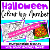 Halloween Colour by Number Multiplication Games AU UK NZ Edition