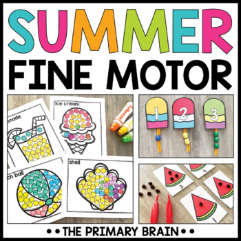 Preview of Summer Fine Motor Skills Activities Hole Punch Tracing Playdough and More