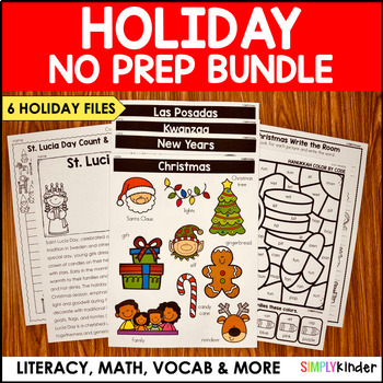 Preview of Christmas & Holidays Around the World No-Prep Printables for Kindergarten