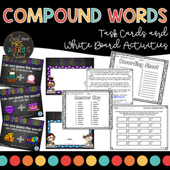 Preview of Compound Words Task Cards | Compound Words Whiteboard Activity