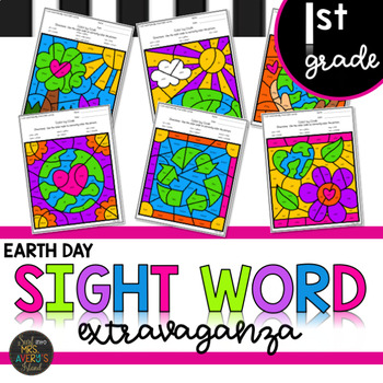 Preview of Earth Day First Grade Sight Words Color by Code