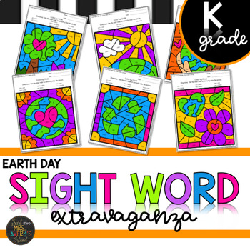 Preview of Earth Day Kindergarten Sight Words Color by Code
