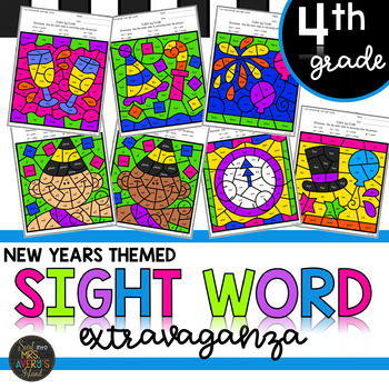 Preview of Fourth Grade New Years Color by Code Sight Word Activities