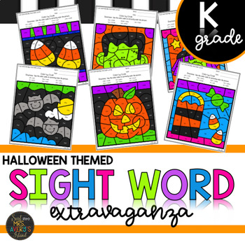 Preview of Kindergarten Halloween Themed Color by Code Sight Words