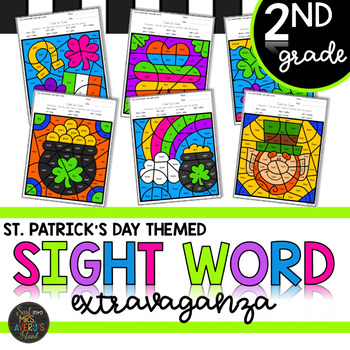 Preview of Color by Sight Word | St. Patrick's Day Activities | Second Grade Sight Words