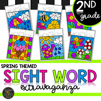 Preview of Color by Sight Word | Spring Activities | Second Grade Sight Words