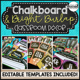 Editable Chalkboard Brights Classroom Decor | Chalkboard B