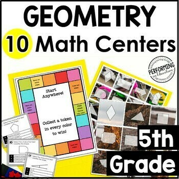 5th Grade Math Centers | 10 Geometry Centers | Attributes of 2D Figures