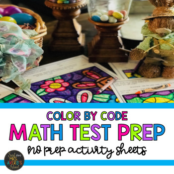 Preview of Spring Color by Code Math Test Prep