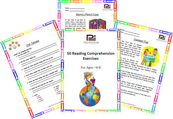 Preview of "50 Reading Comprehension Exercises for Ages 6-8" SAMPLE - FREEBIE