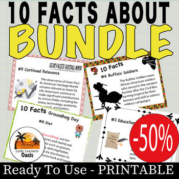 Preview of -50% SALE OFF 10 Facts about - Holiday Facts- Pack of 10 Facts About....
