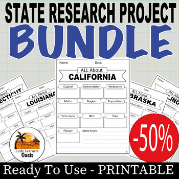 Preview of -50% SALE OFF Discovering USA Comprehensive State Geography Research Project