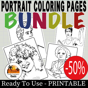 Preview of -50% SALE OFF Portrait Coloring Pages - Famous Figures Pack of Holiday portrait