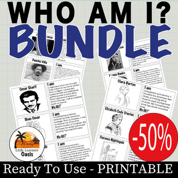 Preview of -50% SALE OFF Who Am I? - Guess Who Am I? - Pack of Taskcards - Matching Cards