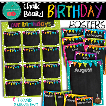 Preview of Chalkboard Brights Birthday Posters