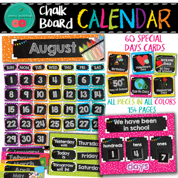 Preview of Chalkboard Brights Calendar