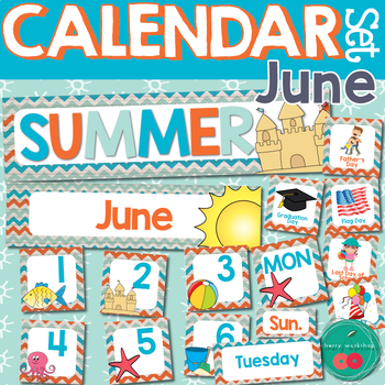June Calendar Numbers by Cherry Workshop | Teachers Pay ...