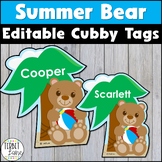 Editable Summer Bear Cubby Name Tags