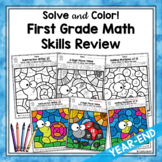 First Grade Math Review Color by Code Worksheets