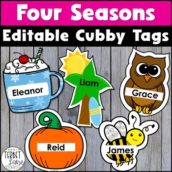 Preview of Four Seasons Editable Cubby Tags