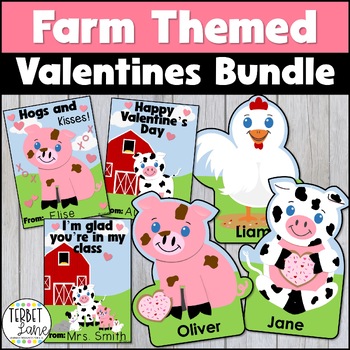 Preview of Valentines Day Farm Theme Classroom Decor Bundle Cubby Tags