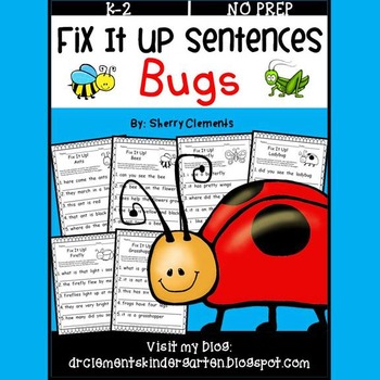 Preview of Insects Writing | Fix It Up Sentences | Spring | Capital Letters and Punctuation