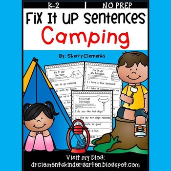 Preview of Camping Writing | Summer | Fix It Up Sentences | Capitalization and Punctuation