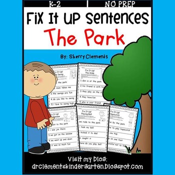 Preview of Writing | Fix It Up Sentences | Park | Playground Capitalization and Punctuation
