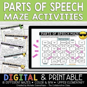 Preview of Parts of Speech Activities | Maze Puzzles | Print + Digital