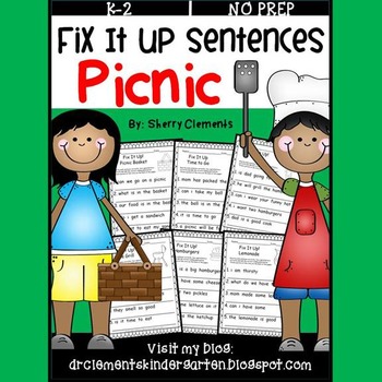 Preview of Summer Writing | Fix It Up Sentences | Picnic | Capitalization and Punctuation