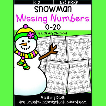 Preview of Winter Missing Numbers | 1-20 | Snowman | Worksheets
