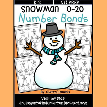 Preview of Winter Number Bonds to 20 | Snowman | Worksheets