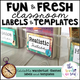 Travel Classroom Decor: Editable Labels and Templates